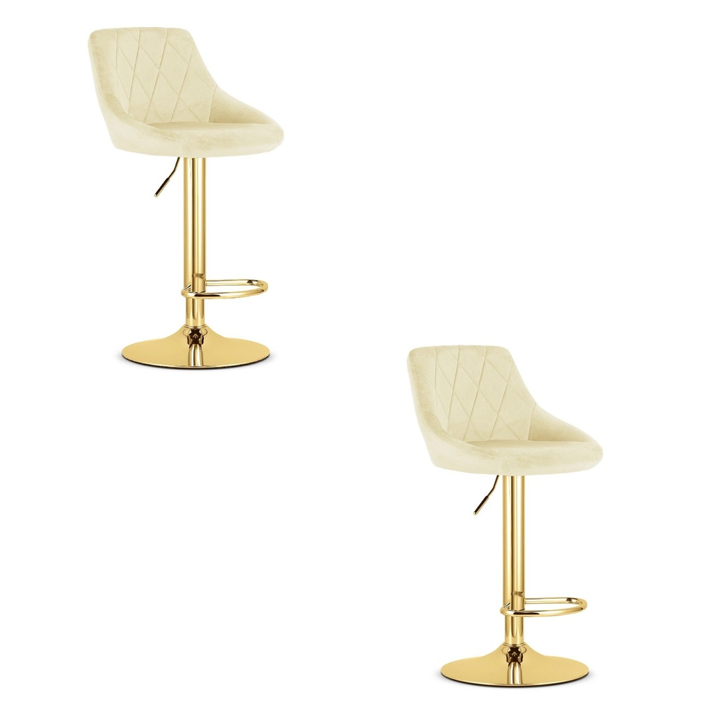 KAST Hocker – beige Samt / goldene Basis x 2