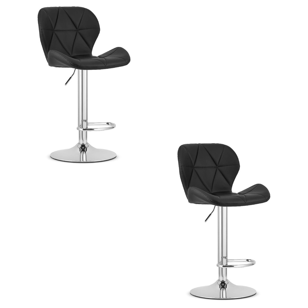 WEST Hocker – schwarzes Öko-Leder / Chromgestell x 2