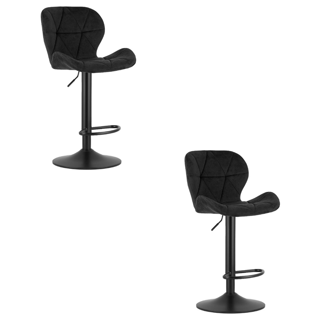 WEST Hocker – schwarzer Samt / schwarzes Gestell x 2