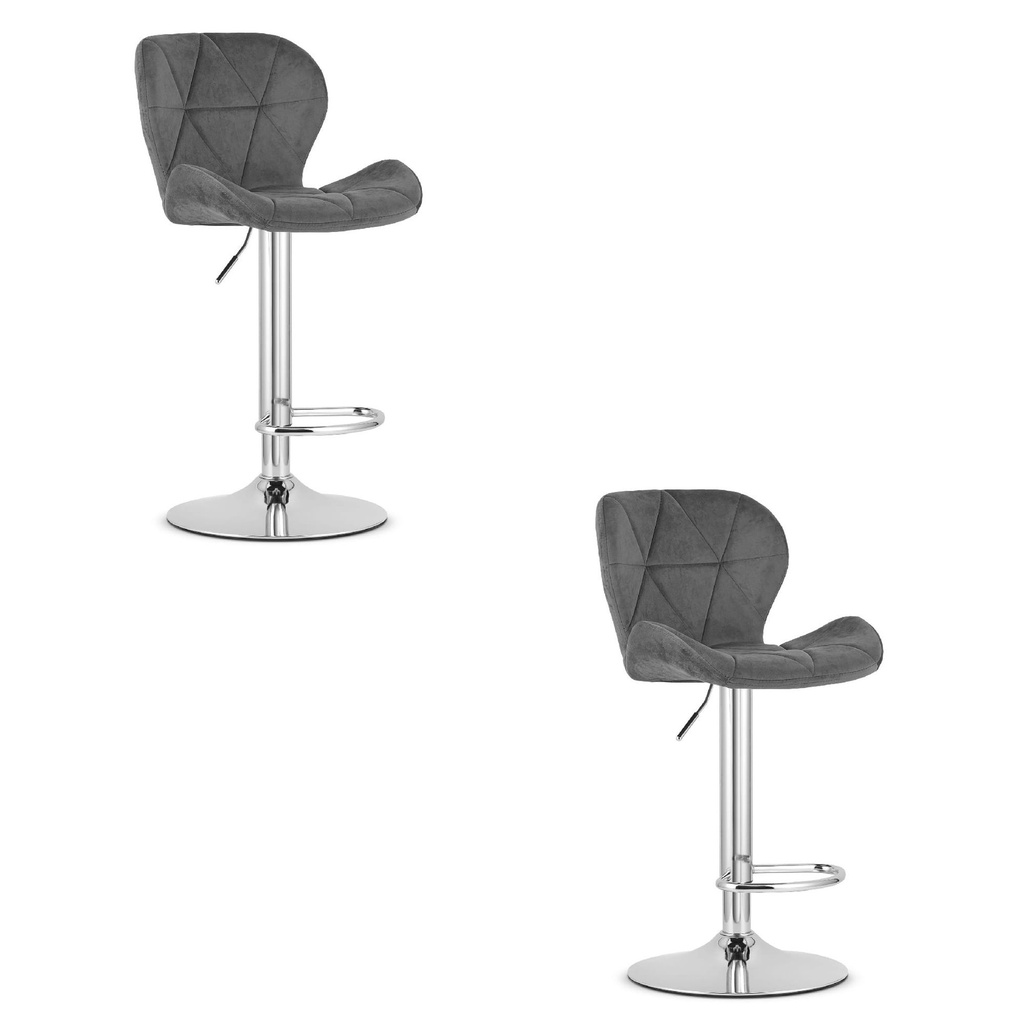 WEST Hocker – grauer Samt / Chromgestell x 2