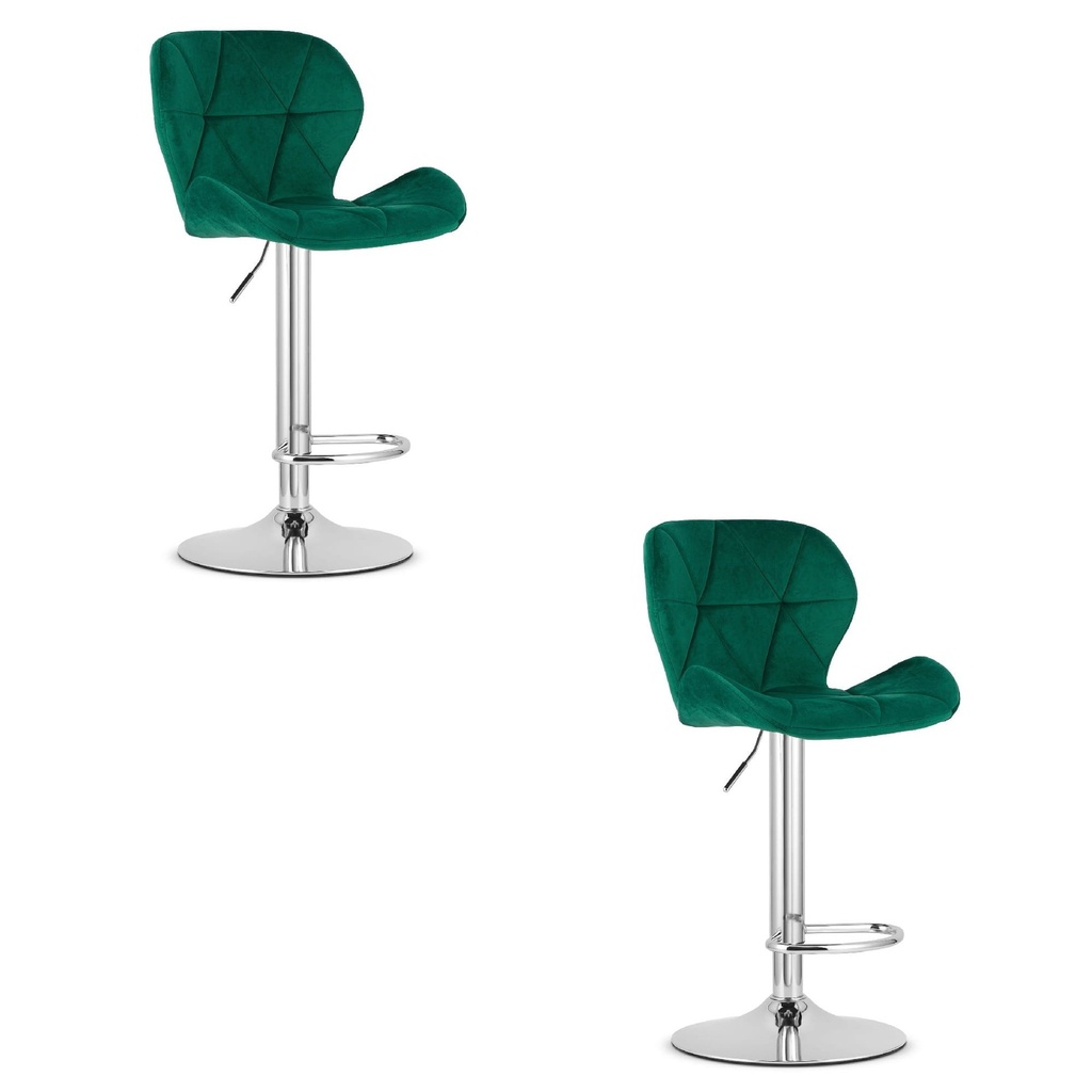 WEST Hocker – grüner Samt / Chromgestell x 2