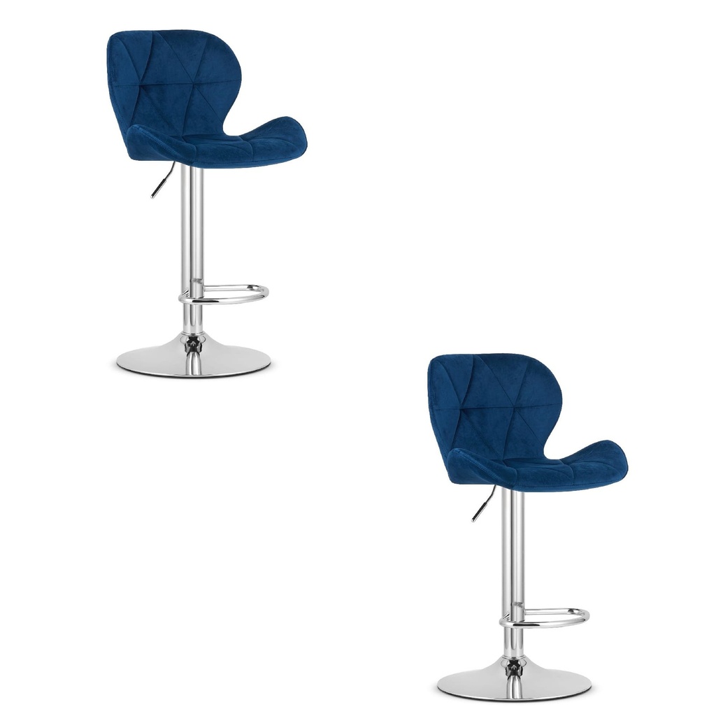 WEST Hocker – marineblauer Samt / Chromgestell x 2