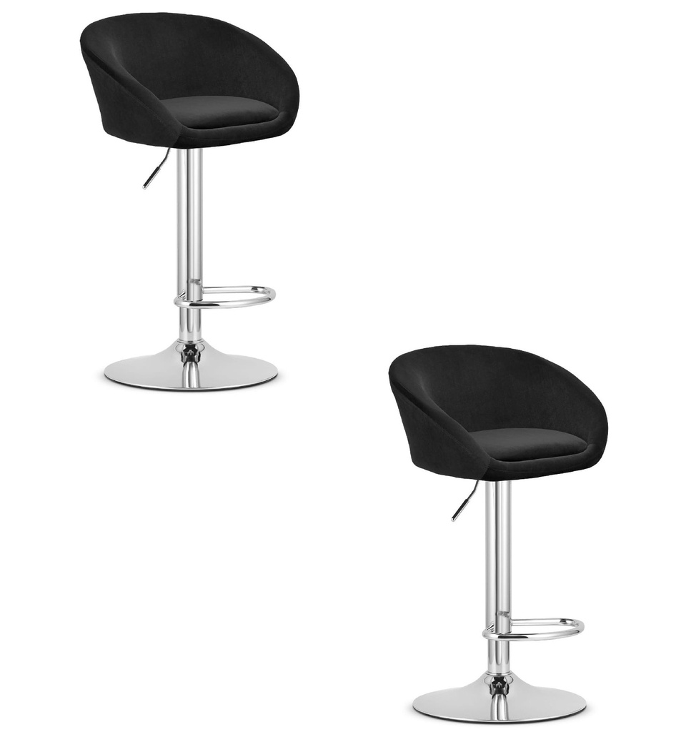 EAST Hocker – schwarzer Samt / Chromgestell x 2