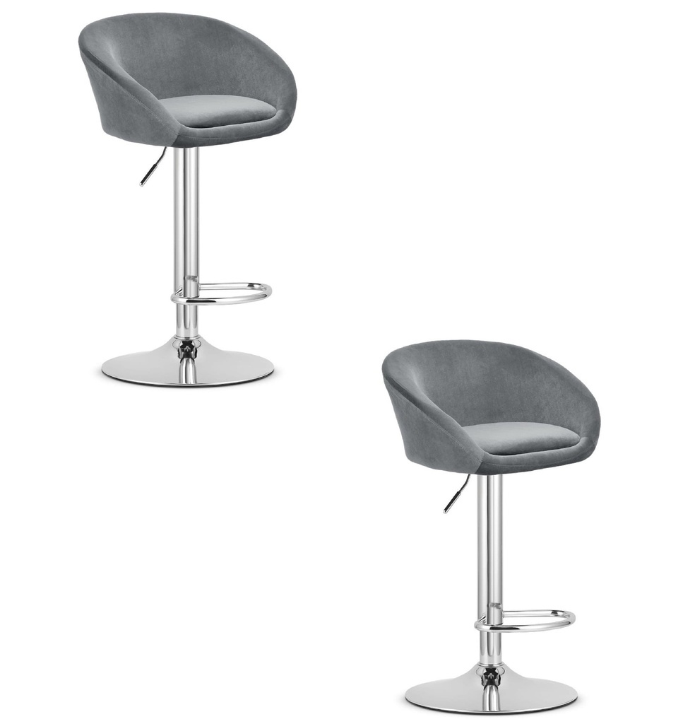 EAST Hocker – grauer Samt / Chromgestell x 2