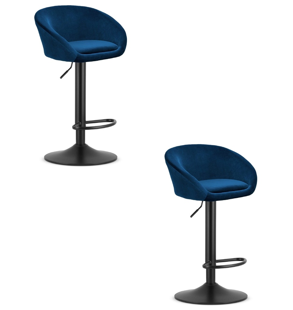 EAST-Hocker – marineblauer Samt / schwarzes Gestell x 2