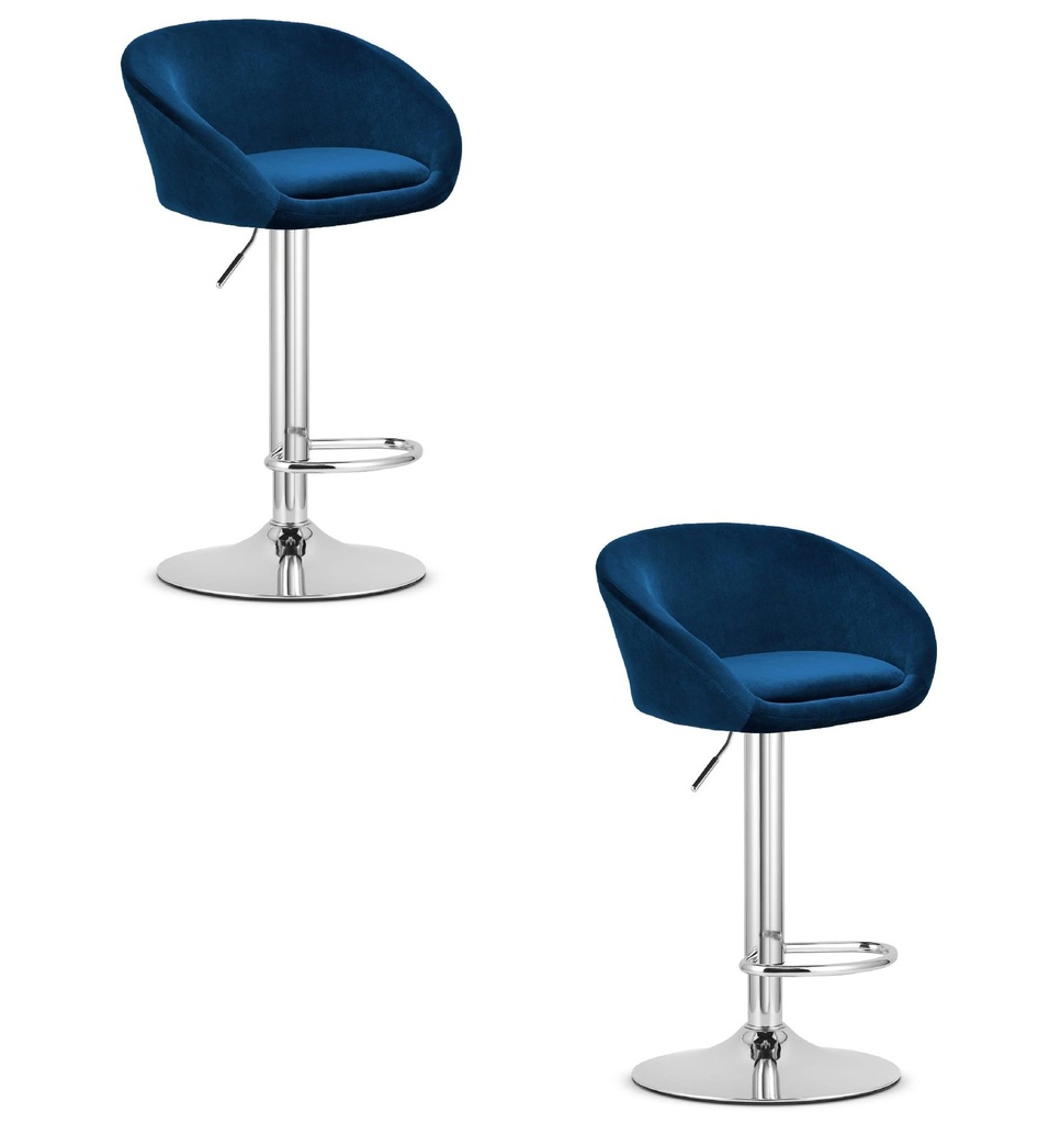 EAST-Hocker – marineblauer Samt / Chromgestell x 2