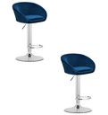 EAST-Hocker – marineblauer Samt / Chromgestell x 2