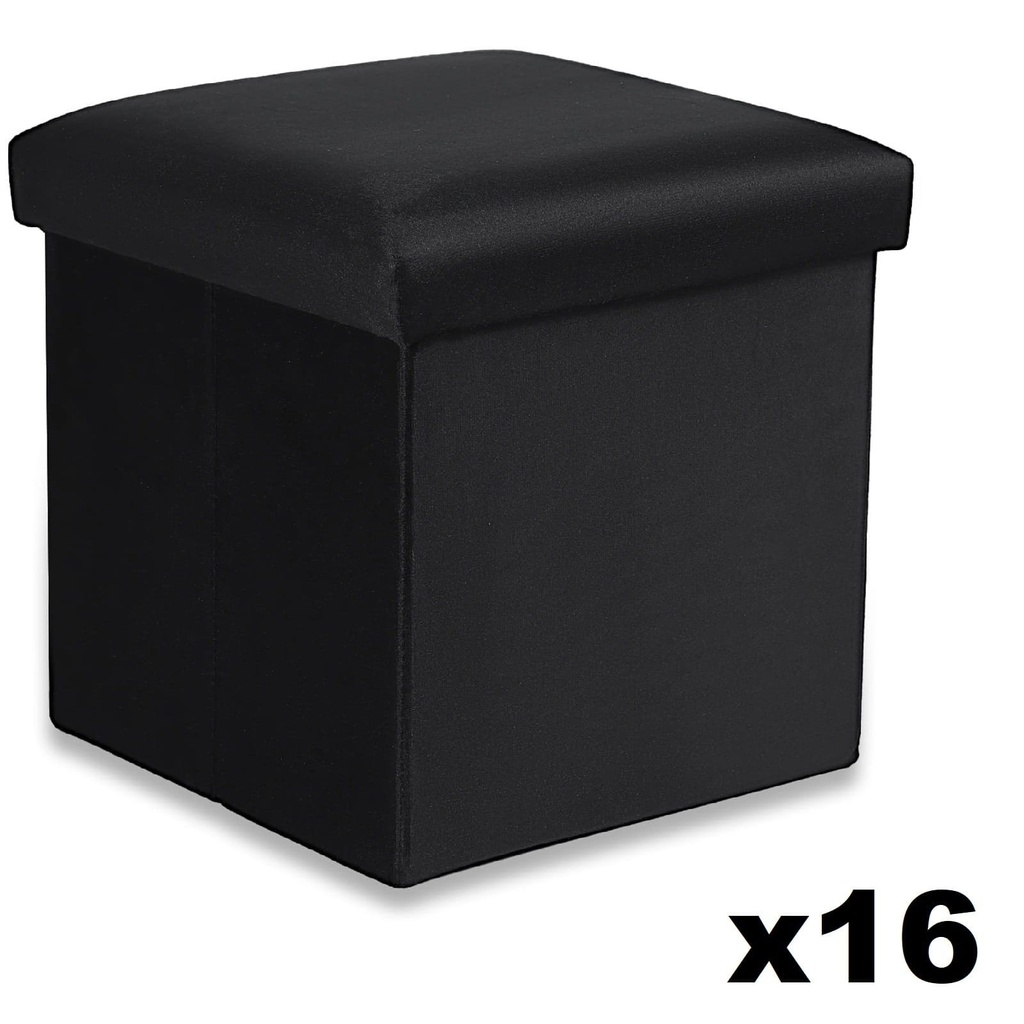 [model_15457_16] Klapphocker M – 30 x 30 x 30 cm, Samtschwarz x 16