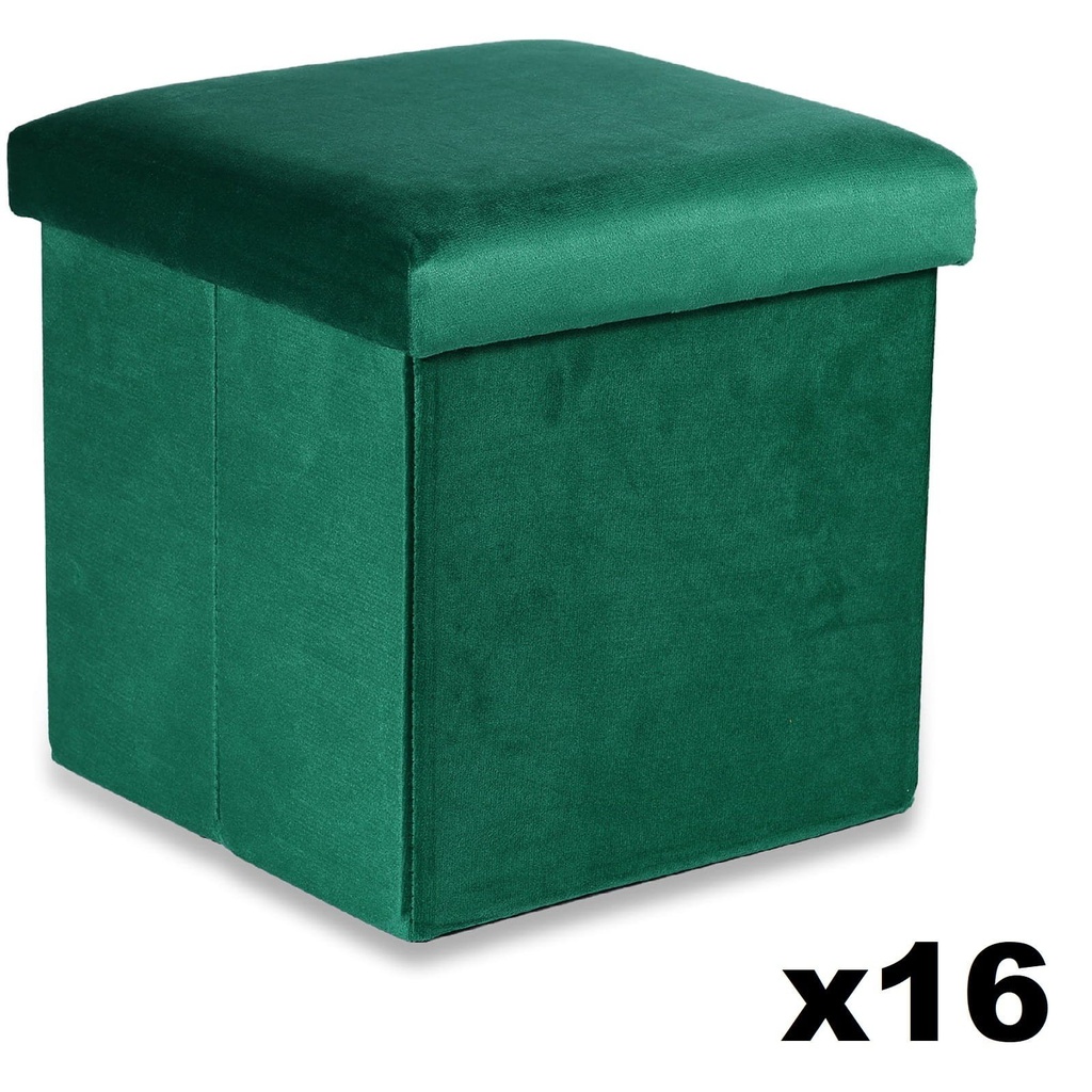 Klapphocker M – 30 x 30 x 30 cm, grüner Samt x 16