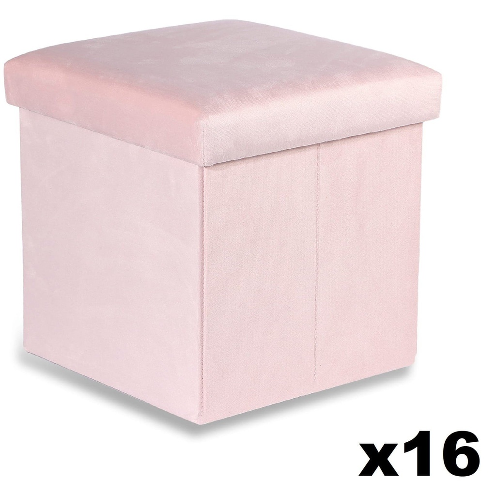 Klapphocker M – 30 x 30 x 30 cm, rosa Samt x 16