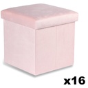 Klapphocker M – 30 x 30 x 30 cm, rosa Samt x 16