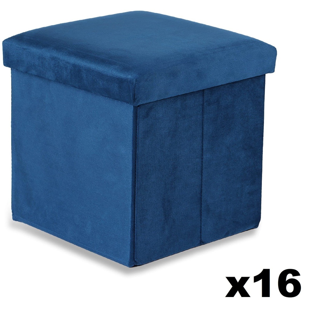 [model_15462_16] Klapphocker M – 30 x 30 x 30 cm, Samt, Marineblau, 16 Stück