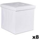 Klapphocker L mit Knöpfen – 38 x 38 x 38 cm, weißes Öko-Leder x 8