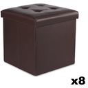 Klapphocker L mit Knöpfen – 38 x 38 x 38 cm, braunes Öko-Leder x 8