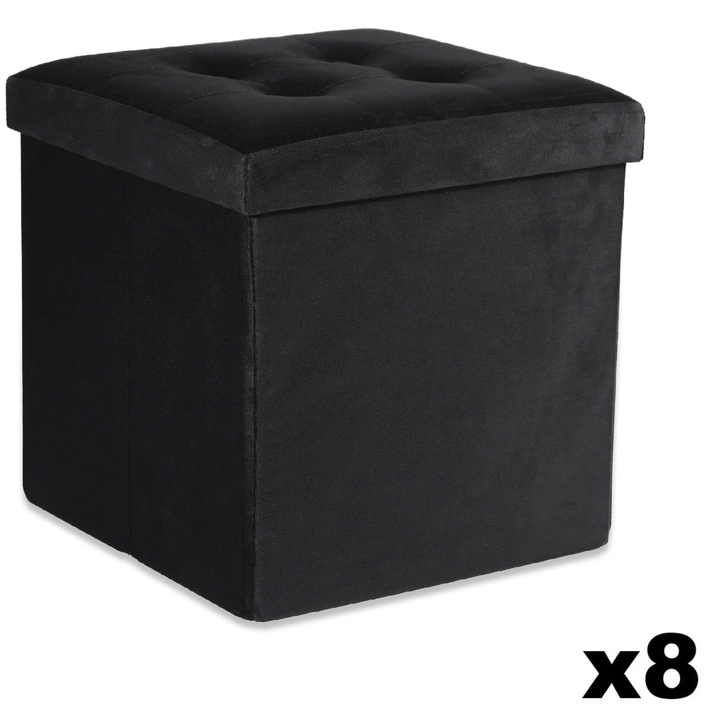 [model_15469_8] Klapphocker L mit Knöpfen – 38 x 38 x 38 cm, Samtschwarz x 8