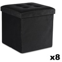 Klapphocker L mit Knöpfen – 38 x 38 x 38 cm, Samtschwarz x 8