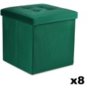 Klapphocker L mit Knöpfen – 38 x 38 x 38 cm, samtgrün x 8