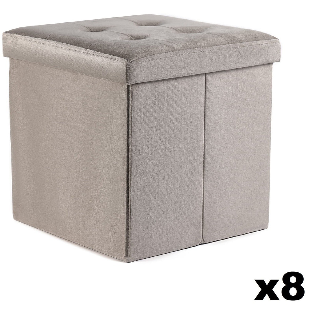 [model_15472_8] Klapphocker L mit Knöpfen – 38 x 38 x 38 cm, Samtbeige x 8