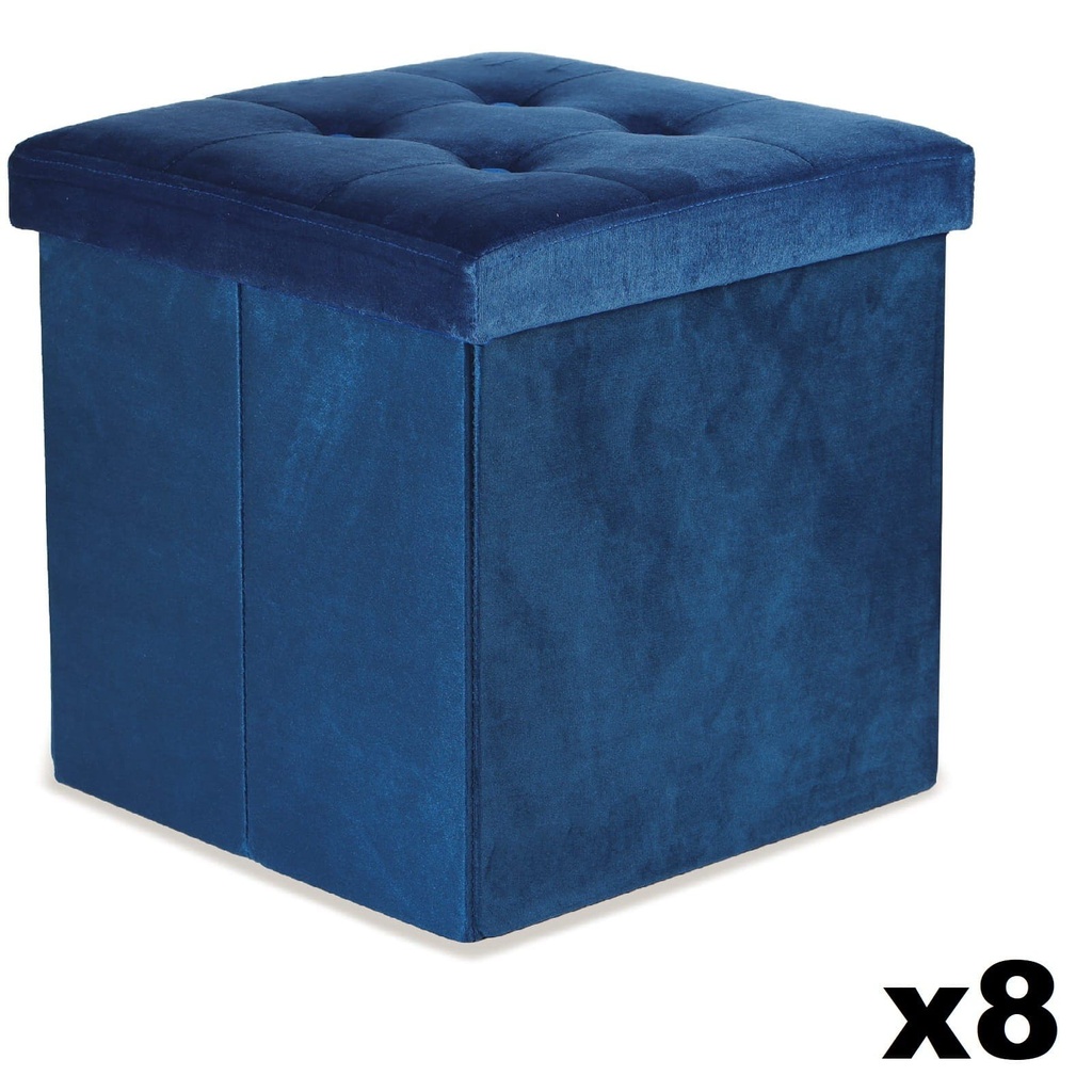 Klapphocker L mit Knöpfen – 38 x 38 x 38 cm, Samt, Marineblau, x 8