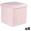 L faltbarer Sitzhocker mit Knöpfen – 38 x 38 x 38 cm, rosa Samt x 8