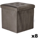 Klapphocker L mit Knöpfen – 38 x 38 x 38 cm, samtbraun x 8