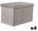 XL faltbarer Pouf mit Knöpfen – 60 x 38 x 38 cm, Samtbeige x 4