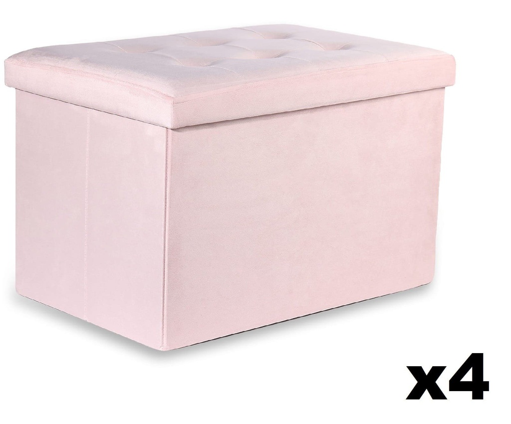 XL faltbarer Pouf mit Knöpfen – 60 x 38 x 38 cm, rosa Samt x 4