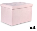 XL faltbarer Pouf mit Knöpfen – 60 x 38 x 38 cm, rosa Samt x 4