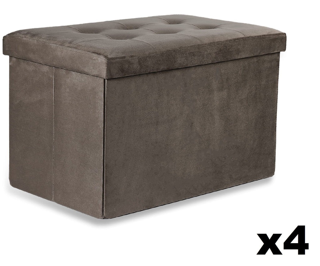 XL faltbarer Sitzhocker mit Knöpfen – 60 x 38 x 38 cm, samtbraun x 4