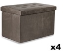 XL faltbarer Sitzhocker mit Knöpfen – 60 x 38 x 38 cm, samtbraun x 4