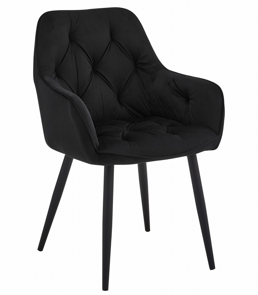 YORK Stuhl – schwarzer Samt / schwarze Beine x 1