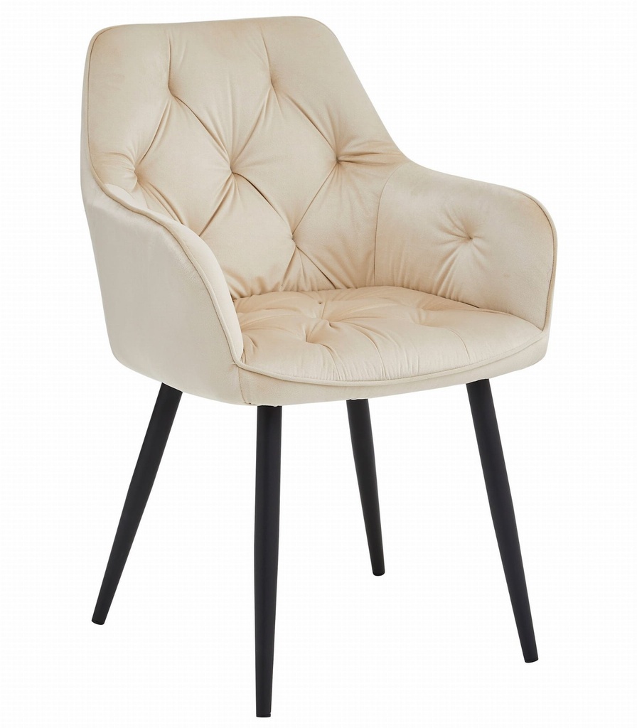YORK Stuhl – beige Samt / schwarze Beine x 1