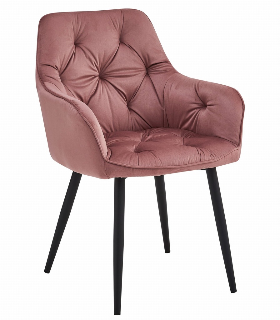 YORK Stuhl – rosa Samt / schwarze Beine x 1
