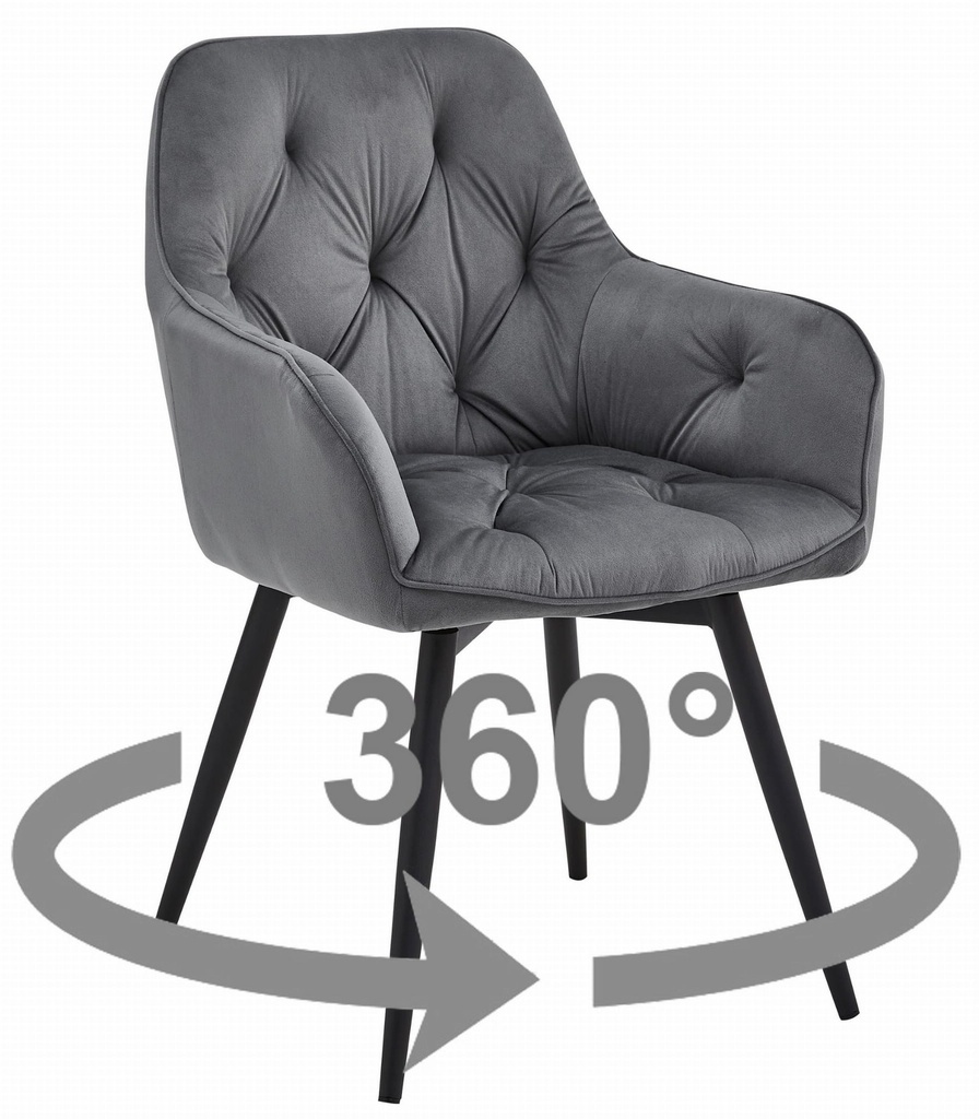 JORK360 Stuhl – dunkelgrauer Samt / schwarze Beine x 1
