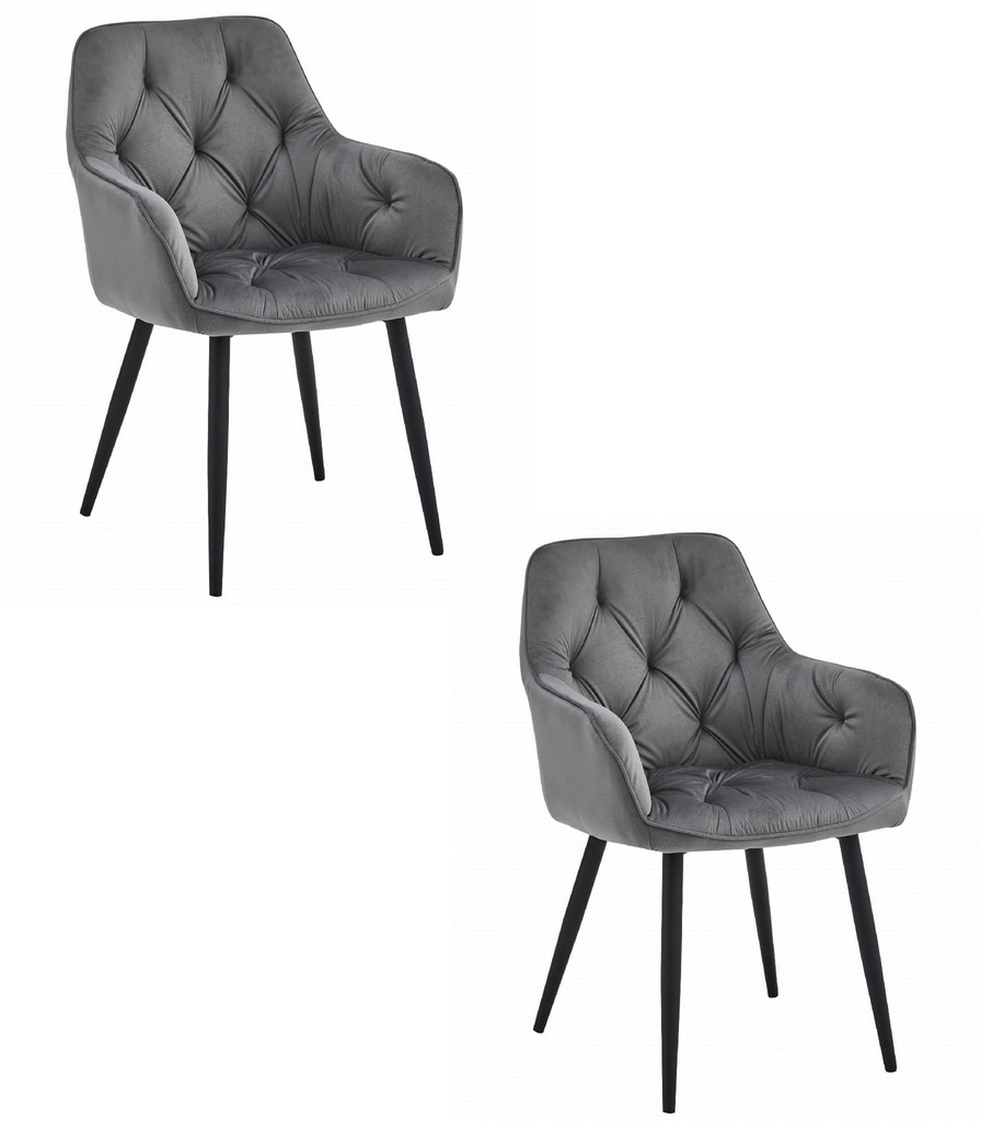 YORK Stuhl – dunkelgrauer Samt / schwarze Beine x 2