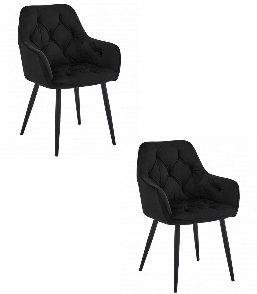YORK Stuhl – schwarzer Samt / schwarze Beine x 2