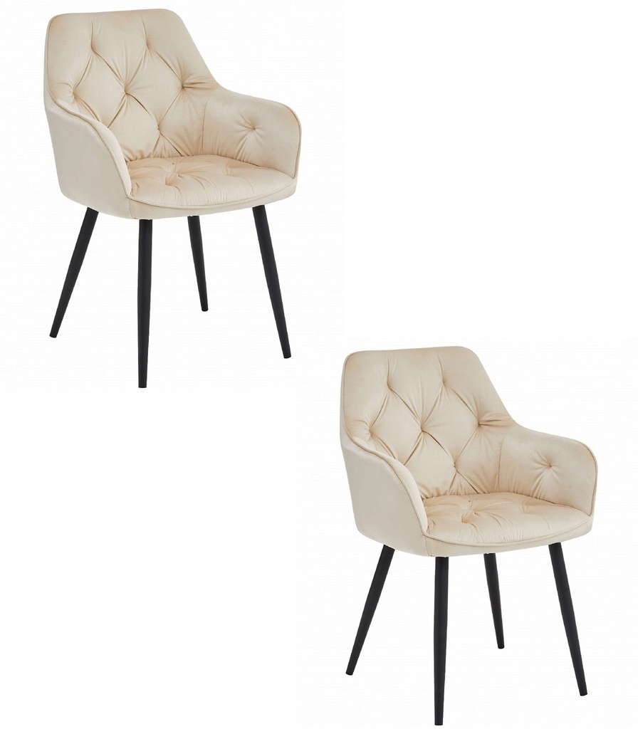 YORK Stuhl – beige Samt / schwarze Beine x 2