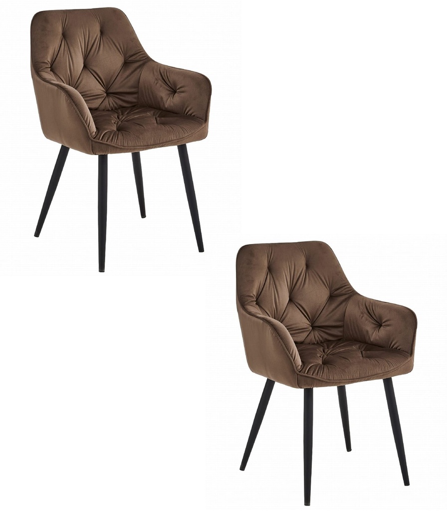 YORK Stuhl – brauner Samt / schwarze Beine x 2