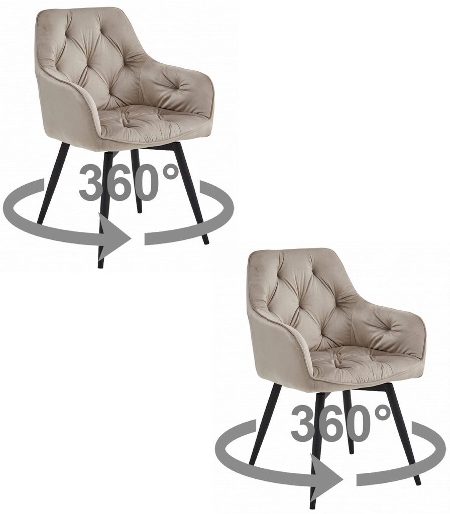 JORK360 Stuhl – dunkelbeiger Samt / schwarze Beine x 2