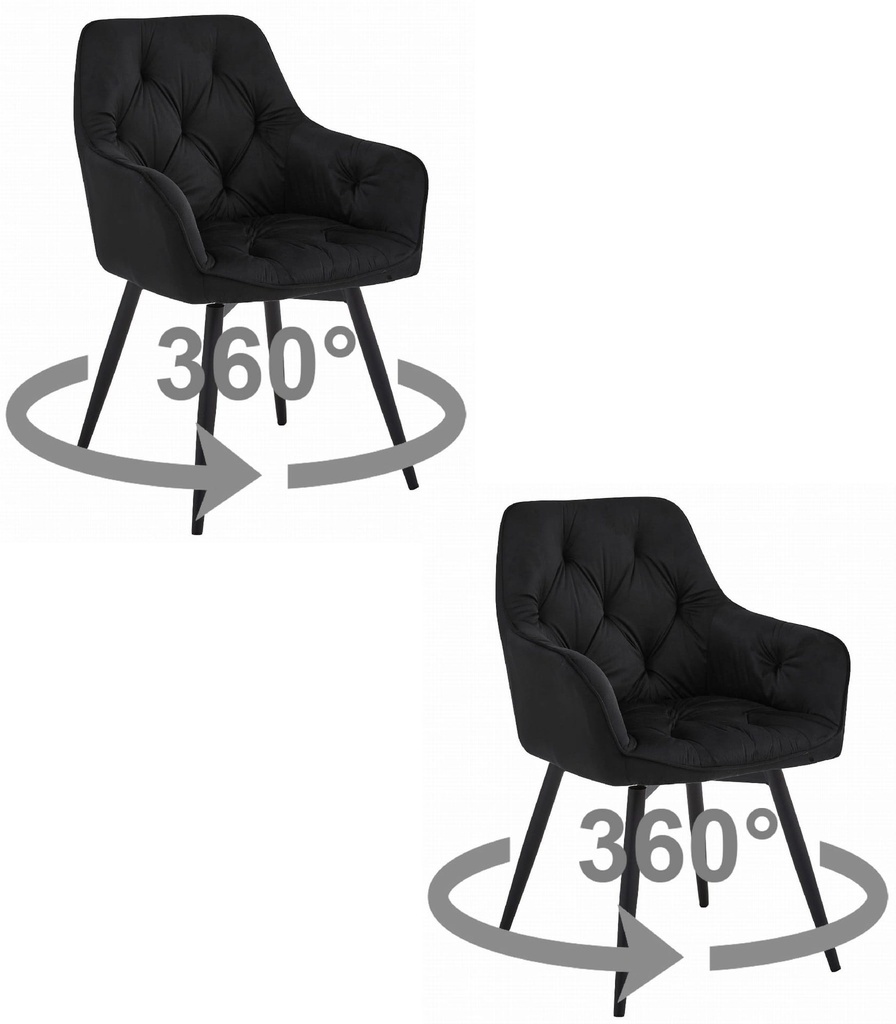 JORK360 Stuhl – schwarzer Samt / schwarze Beine x 2
