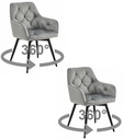 JORK360 Stuhl – silbergrauer Samt / schwarze Beine x 2