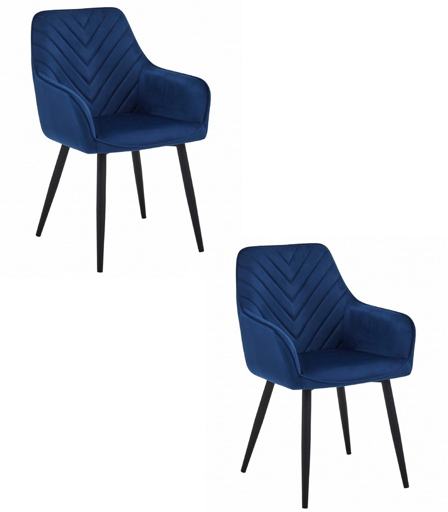 NANA Stuhl – marineblauer Samt / schwarze Beine x 2