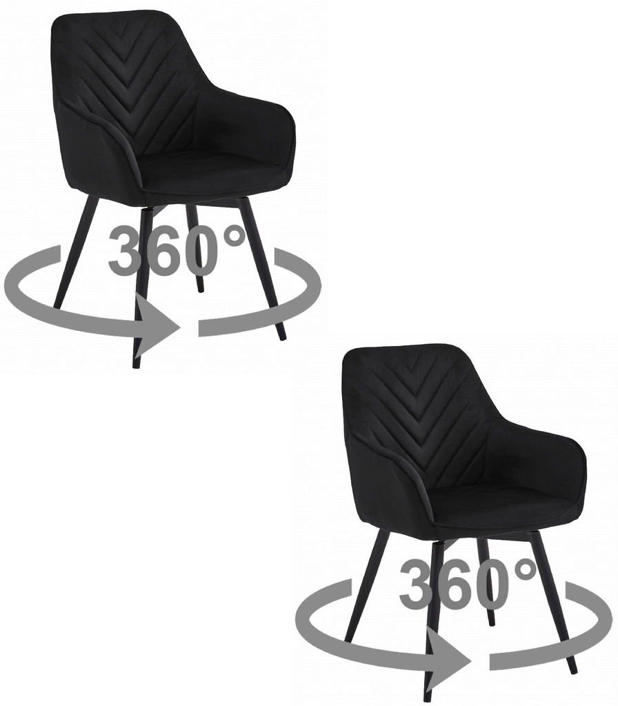 NANA360 Stuhl – schwarzer Samt / schwarze Beine x 2