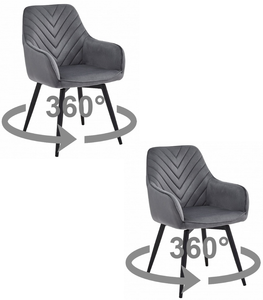 NANA360 Stuhl – dunkelgrauer Samt / schwarze Beine x 2