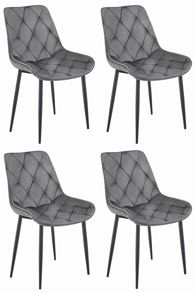TOR Stuhl – dunkelgrauer Samt / schwarze Beine x 4