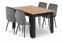 Set aus NP-Tisch 120x80cm Craft Black + 4 Stühlen in LAVA-Grau