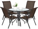 ISLAND runder Tisch 90 cm + 4x SOFIA brauner Stuhl