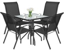 ISLAND quadratischer Tisch 70 cm + 4x SOFIA Stuhl, schwarz