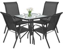 ISLAND quadratischer Tisch 70 cm + 4x SOFIA Stuhl, dunkelgrau