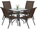 Quadratischer ISLAND-Tisch 70 cm + 4x brauner SOFIA-Stuhl